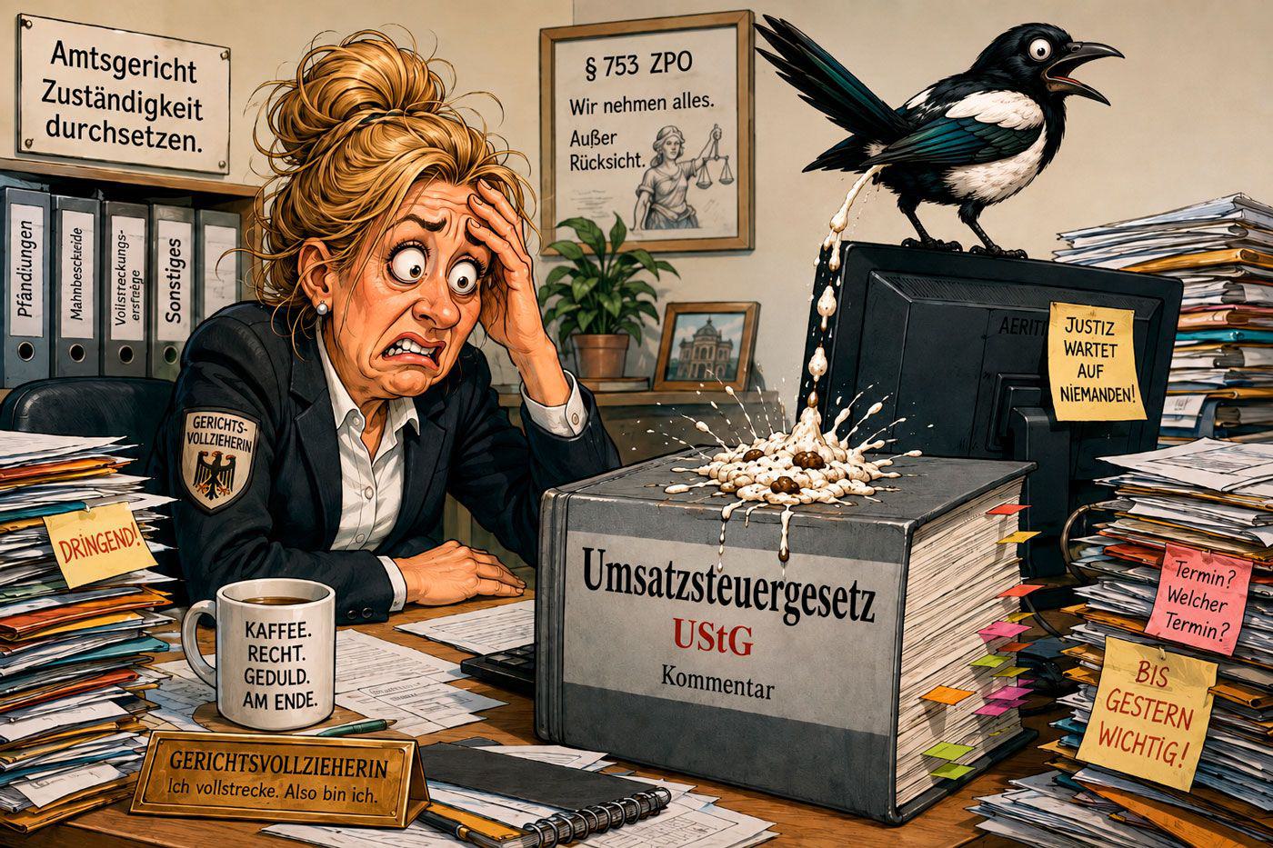 web-karikatur-gerichtsvollzieherin-umsatzsteuergesetz